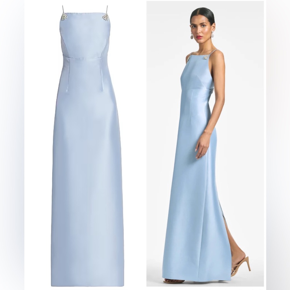 SACHIN + BABI Pryce Glacial Blue Stretch Mikado Gown Blue dress